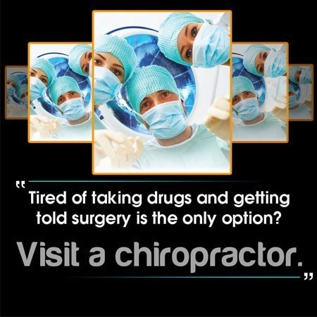 spine surgeon with caption to visit a chiropractor
