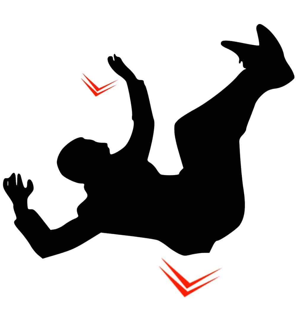 man falling on buttocks