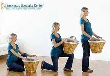 Proper lifting during back and pregnancy shown