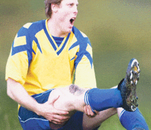 severe knee injury shown